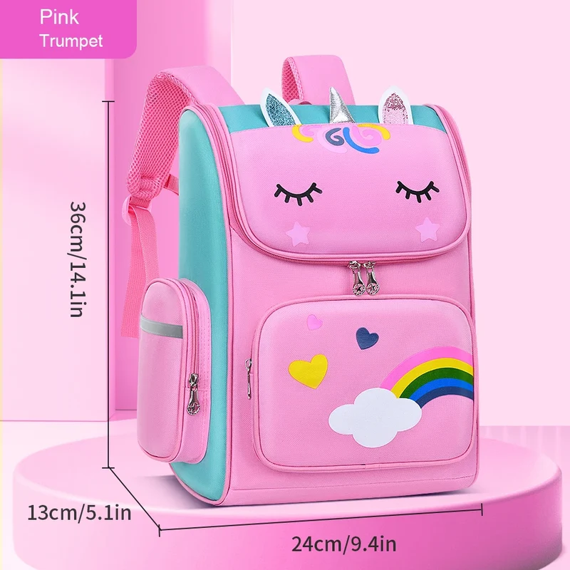 New CHILDREN'S Elementary School Students Schoolbag 6-12 Years Old Boys and Girls Shoulders Backpack 1-6 Grades Unicorn Cute Wat