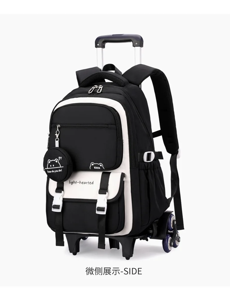 Children School Backpack Trolley Bag with Wheels Students Backpack Book Bag Rolling School bag for Girls Kids Wheeled Backpack