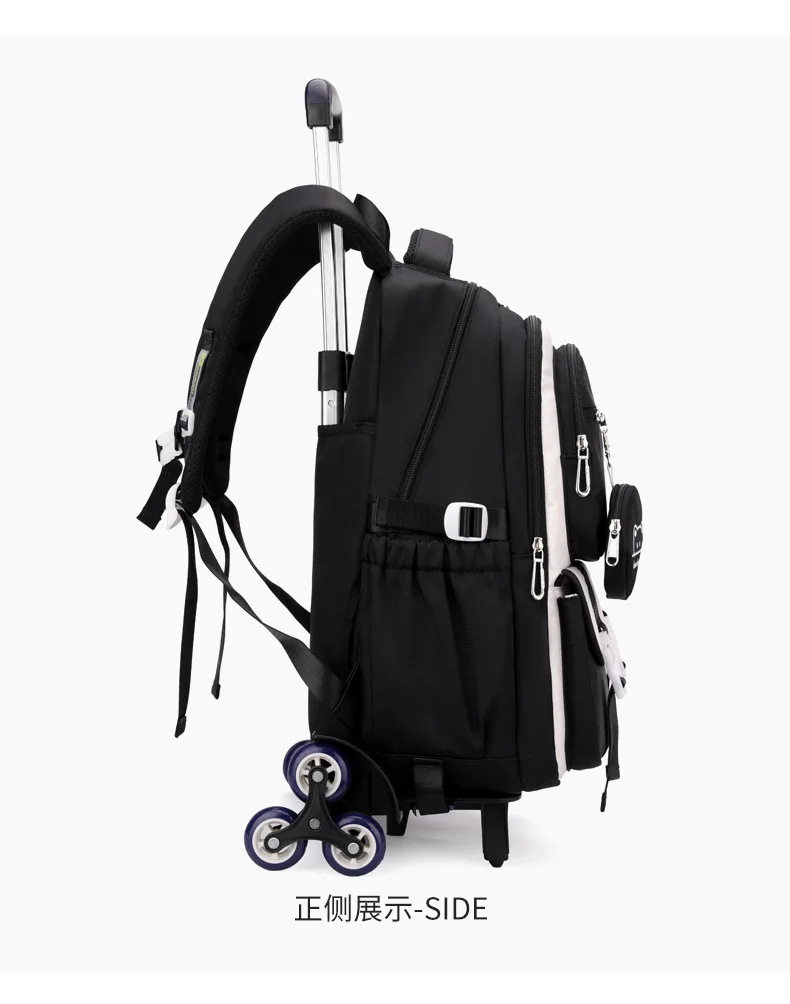 Children School Backpack Trolley Bag with Wheels Students Backpack Book Bag Rolling School bag for Girls Kids Wheeled Backpack