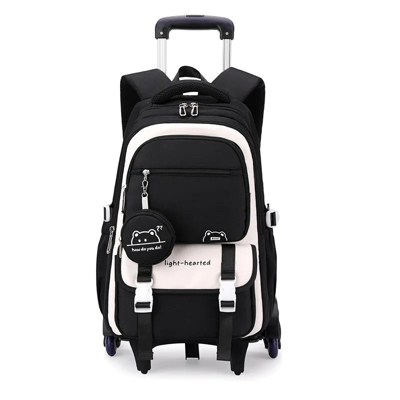 Children School Backpack Trolley Bag with Wheels Students Backpack Book Bag Rolling School bag for Girls Kids Wheeled Backpack
