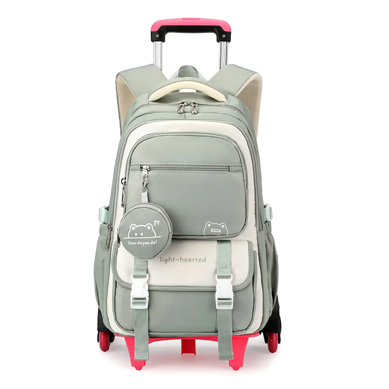 Children School Backpack Trolley Bag with Wheels Students Backpack Book Bag Rolling School bag for Girls Kids Wheeled Backpack