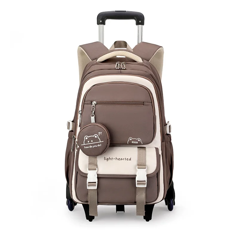Children School Backpack Trolley Bag with Wheels Students Backpack Book Bag Rolling School bag for Girls Kids Wheeled Backpack