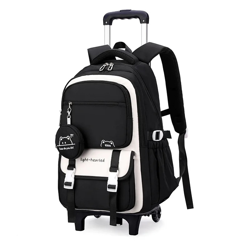 Children School Backpack Trolley Bag with Wheels Students Backpack Book Bag Rolling School bag for Girls Kids Wheeled Backpack