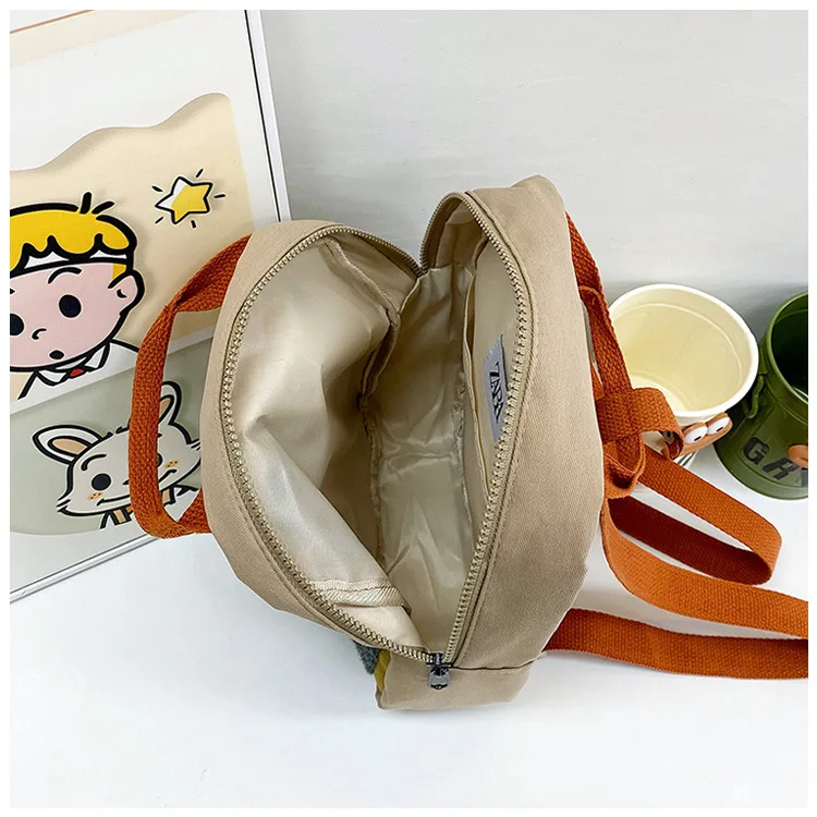 New Embroidery Sun Long Neck Small Dinosaur Backpack Hook Hair Embroidered Cartoon Canvas Kindergarten Children Backpack