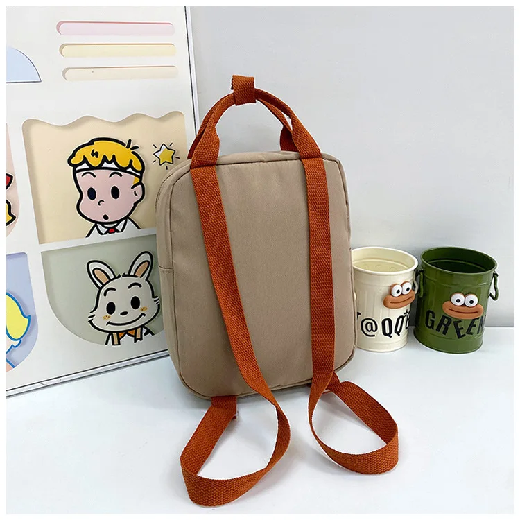 New Embroidery Sun Long Neck Small Dinosaur Backpack Hook Hair Embroidered Cartoon Canvas Kindergarten Children Backpack