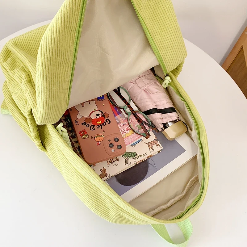 Women Schoolbag Waterproof Large Capacity School Backpack Smooth Zipper Solid Color Teens Girl Casual Daypack Bag Student Supply