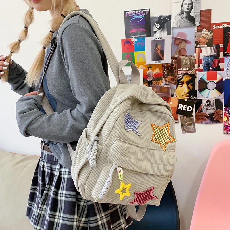 Women Schoolbag Waterproof Large Capacity School Backpack Smooth Zipper Solid Color Teens Girl Casual Daypack Bag Student Supply