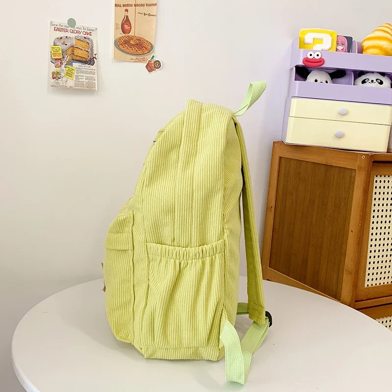 Women Schoolbag Waterproof Large Capacity School Backpack Smooth Zipper Solid Color Teens Girl Casual Daypack Bag Student Supply