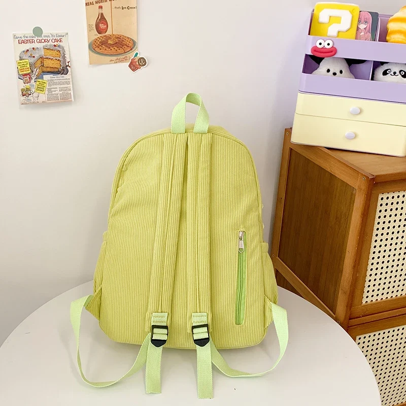 Women Schoolbag Waterproof Large Capacity School Backpack Smooth Zipper Solid Color Teens Girl Casual Daypack Bag Student Supply
