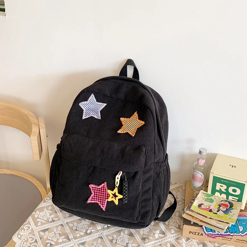 Women Schoolbag Waterproof Large Capacity School Backpack Smooth Zipper Solid Color Teens Girl Casual Daypack Bag Student Supply