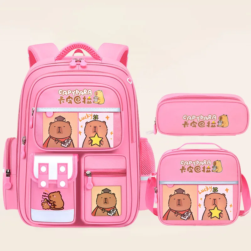 Capybara School Bags for Boys Girls Primary Schoolbag Cartoon School Backpack Set Rucksack Bagpack Kids Cute Children Book Bags