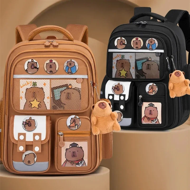 Capybara Children Backpack Waterproof Student Schoolbag Large Capacity Alleviate Burden School Bag Orthopedic Backpack Book Bag