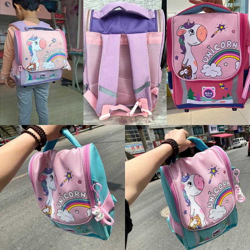 Waterproof Children Primary School Bags Cute Unicorn Rainbow Backpacks Kids Cartoon Animal Dinasour Shcoolbags for Kindergarten
