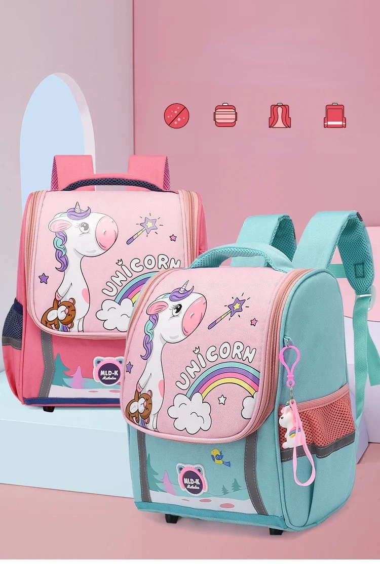 Waterproof Children Primary School Bags Cute Unicorn Rainbow Backpacks Kids Cartoon Animal Dinasour Shcoolbags for Kindergarten