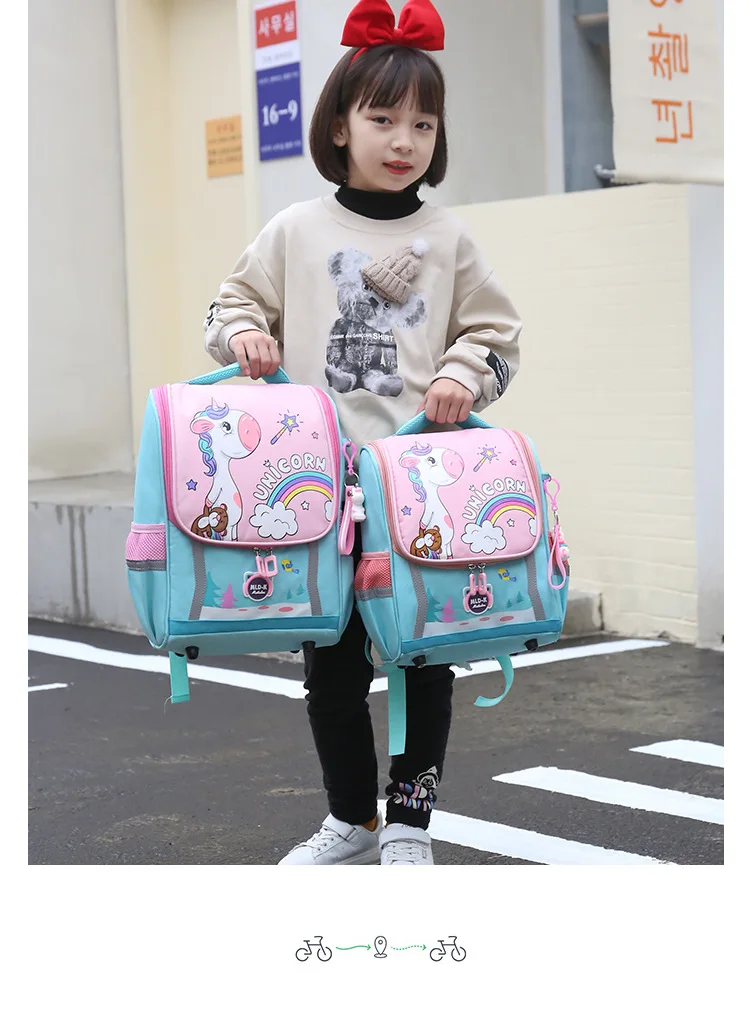 Waterproof Children Primary School Bags Cute Unicorn Rainbow Backpacks Kids Cartoon Animal Dinasour Shcoolbags for Kindergarten