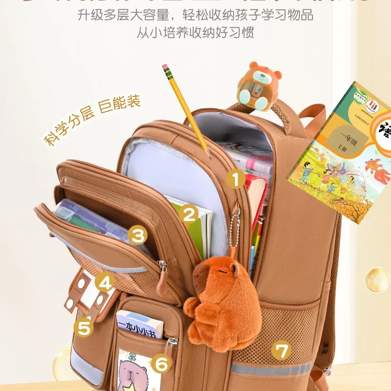 Capybara Children Cartoon School Backpack with Wheels Students Bags for Girls Boys Trolley Schoolbag Rolling Wheeled Backpacks