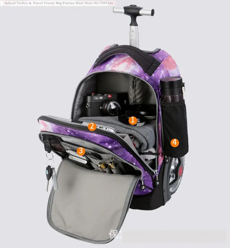 School Bag for girls with wheels Travel Rolling backpack Bags for teenagers travel trolley bag Children wheeled backpack bags