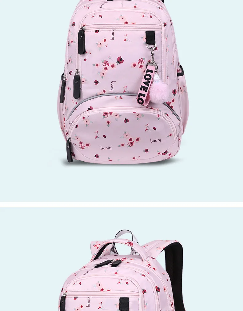 Cherry blossoms elementary school backpack for girls black pink floral bookbag fashion school bags for girls cute flower bookbag