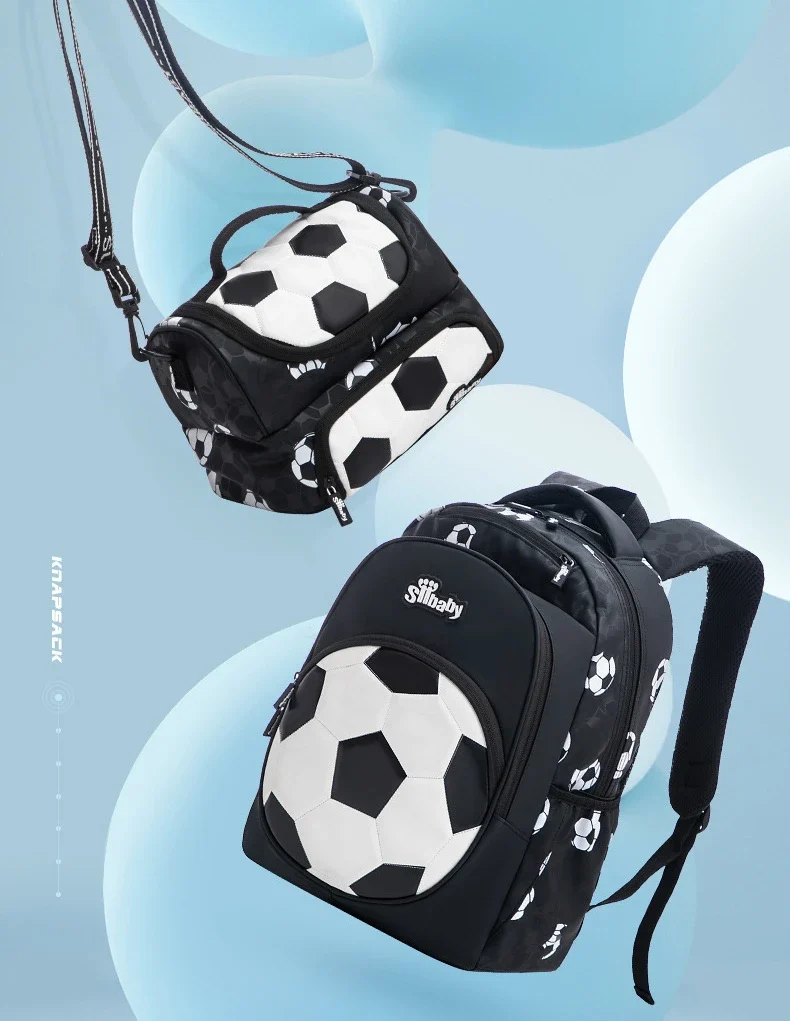 New 3D Cute Orthopedic School Bag For Boys Cartoon Football Backpack Kids Children High Capacity Waterproof 1-3 Grade Schoolbag