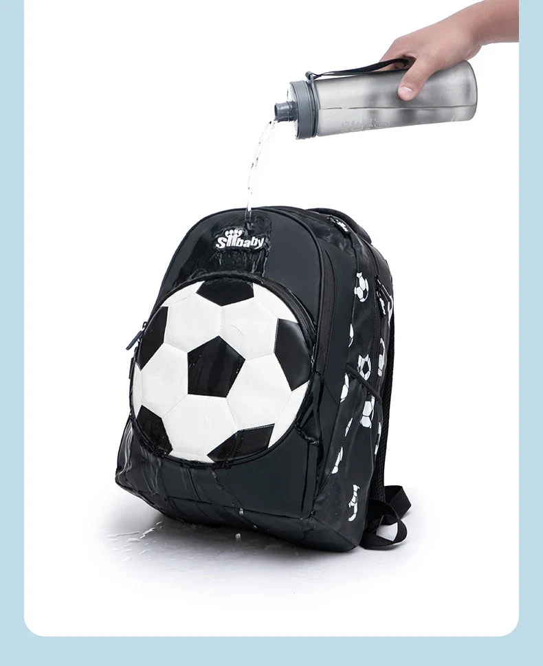 New 3D Cute Orthopedic School Bag For Boys Cartoon Football Backpack Kids Children High Capacity Waterproof 1-3 Grade Schoolbag