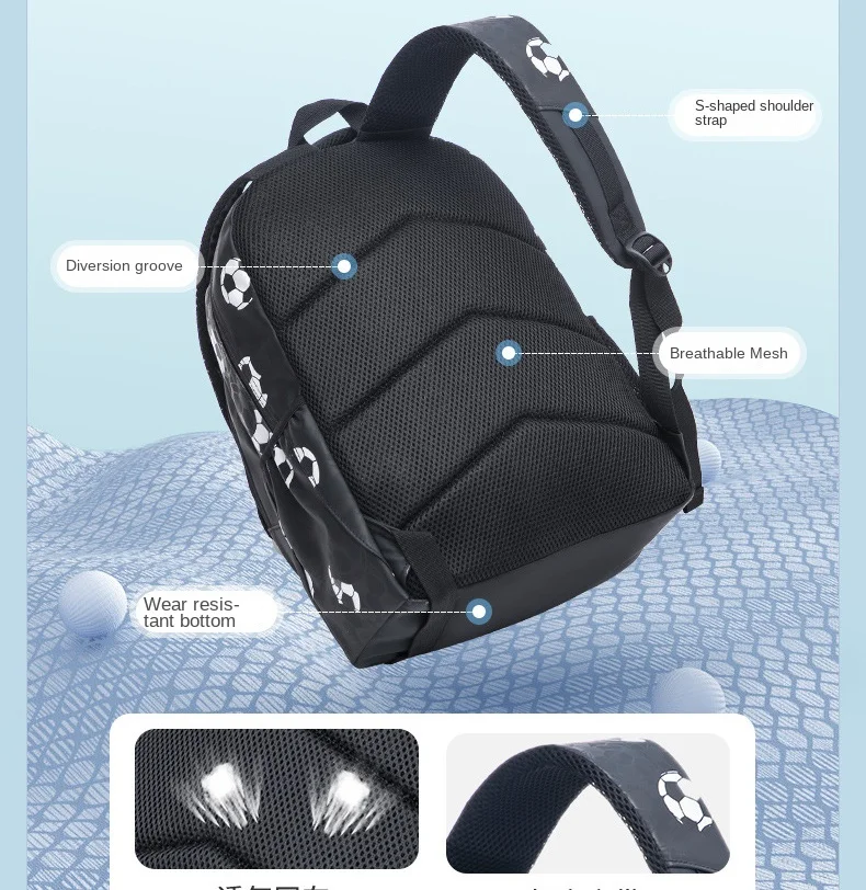 New 3D Cute Orthopedic School Bag For Boys Cartoon Football Backpack Kids Children High Capacity Waterproof 1-3 Grade Schoolbag