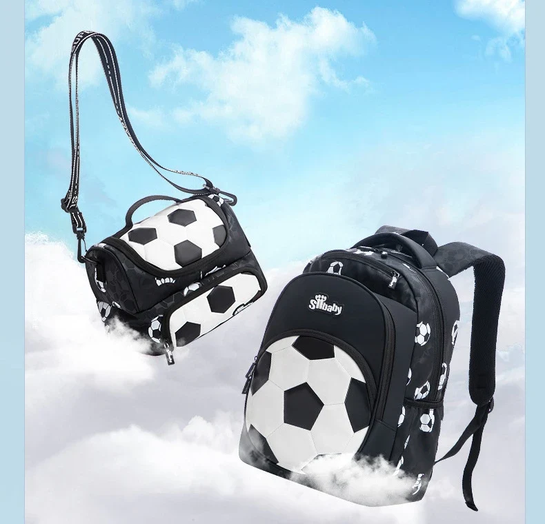 New 3D Cute Orthopedic School Bag For Boys Cartoon Football Backpack Kids Children High Capacity Waterproof 1-3 Grade Schoolbag