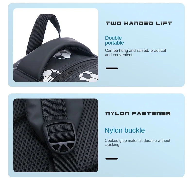 New 3D Cute Orthopedic School Bag For Boys Cartoon Football Backpack Kids Children High Capacity Waterproof 1-3 Grade Schoolbag