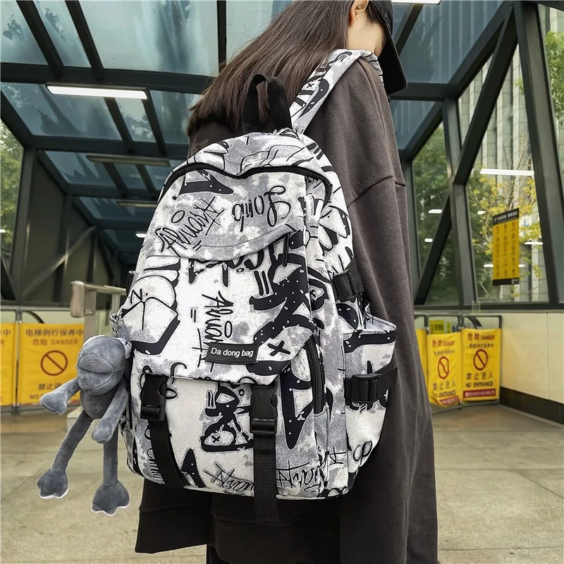 middle high school backpack for teenage boys cool school bag college student backpack large capacity schoolbag for boy cute doll