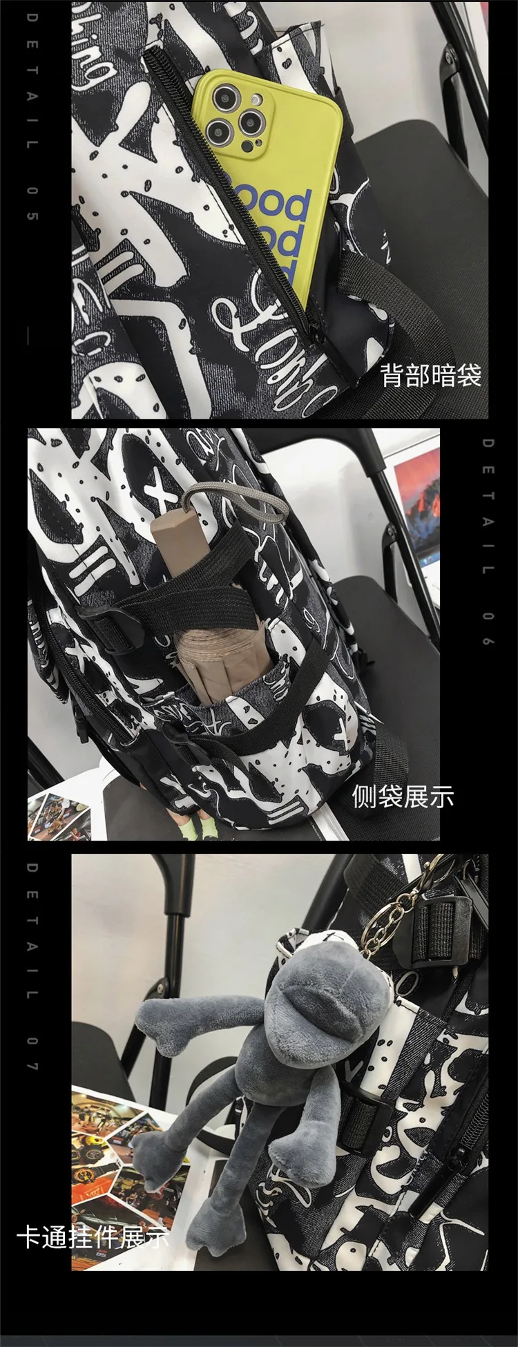 middle high school backpack for teenage boys cool school bag college student backpack large capacity schoolbag for boy cute doll