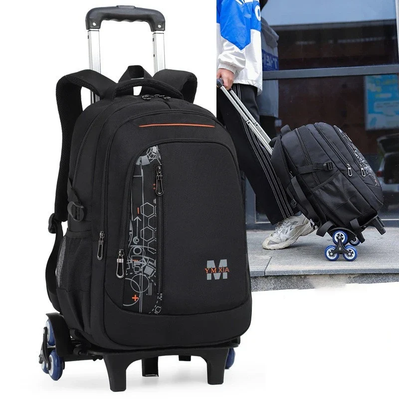 School Rolling backpack bag School Bags with wheels Student wheeled Backpacks for boys Children School Trolley Bag Waterproof