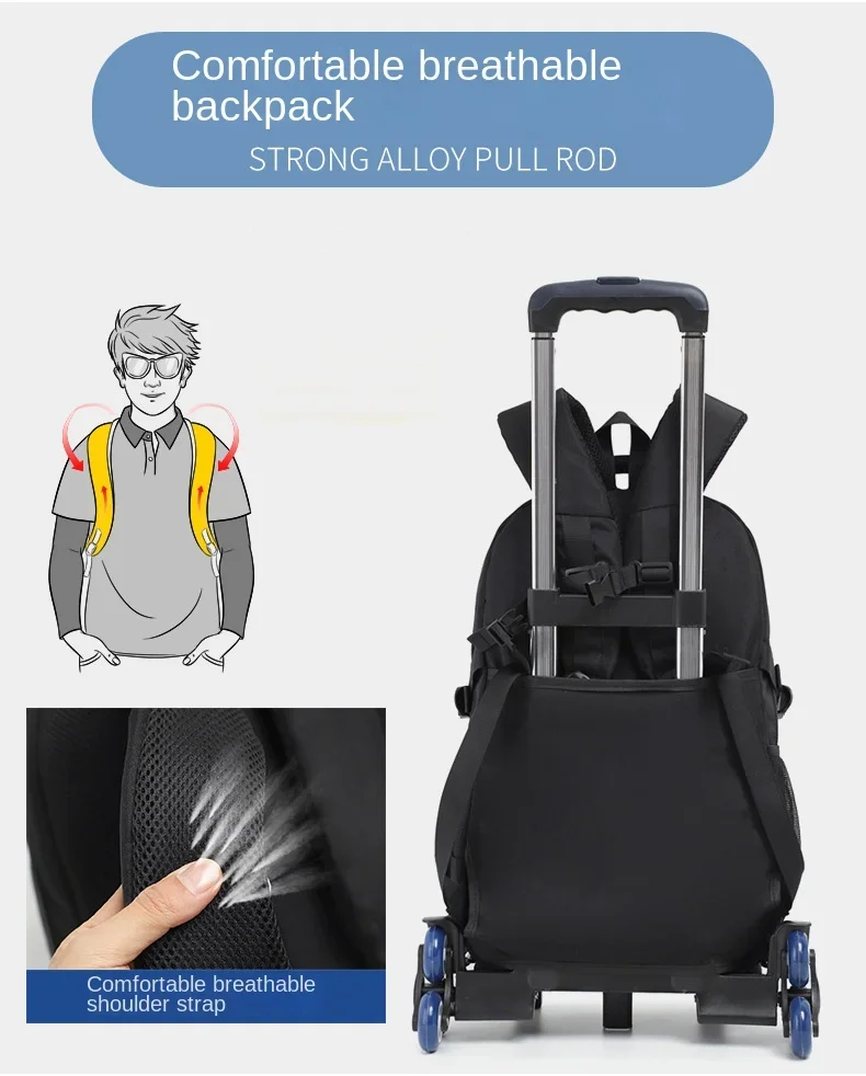 School Rolling backpack bag School Bags with wheels Student wheeled Backpacks for boys Children School Trolley Bag Waterproof