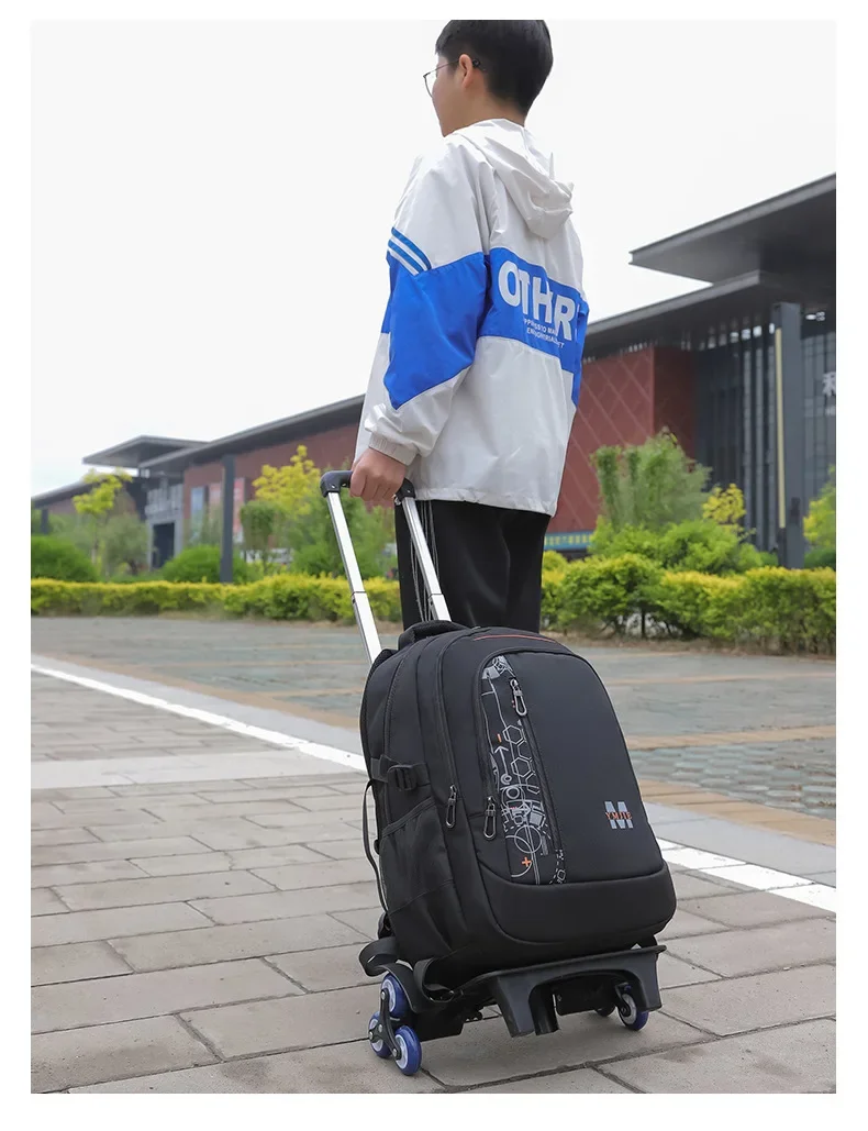 School Rolling backpack bag School Bags with wheels Student wheeled Backpacks for boys Children School Trolley Bag Waterproof