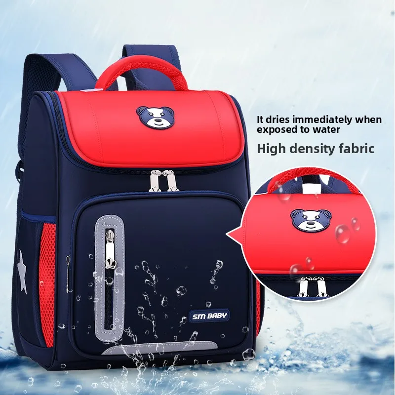 Lightweight Kids Backpack 1 3 6 Grade Spine Protection Reflective Space School Bag for Elementary Students