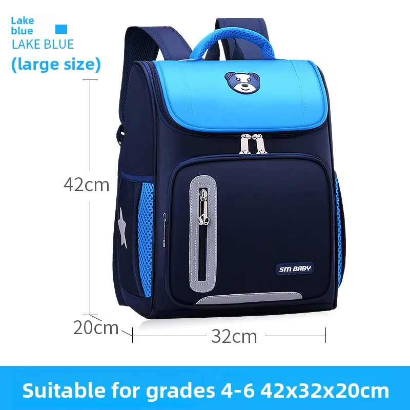 Lightweight Kids Backpack 1 3 6 Grade Spine Protection Reflective Space School Bag for Elementary Students