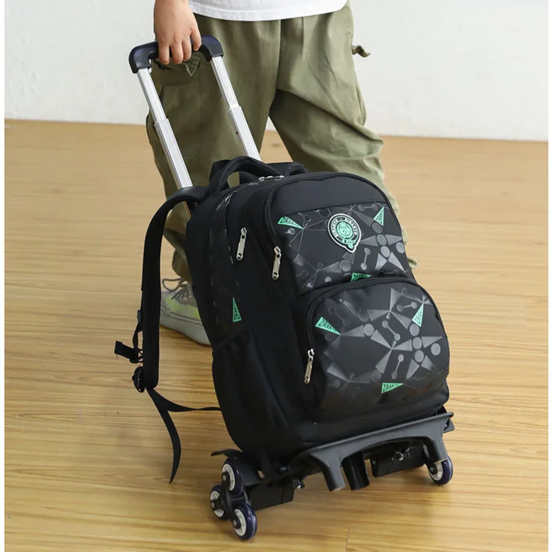 High-capacity on 2/6 Wheels Waterproof Luggage Rolling Bag Student Shoulder Backpack Detachable Children Rolling School Bags