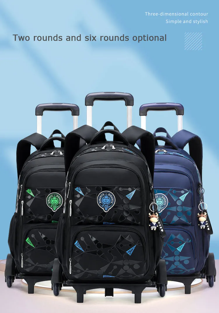 High-capacity on 2/6 Wheels Waterproof Luggage Rolling Bag Student Shoulder Backpack Detachable Children Rolling School Bags
