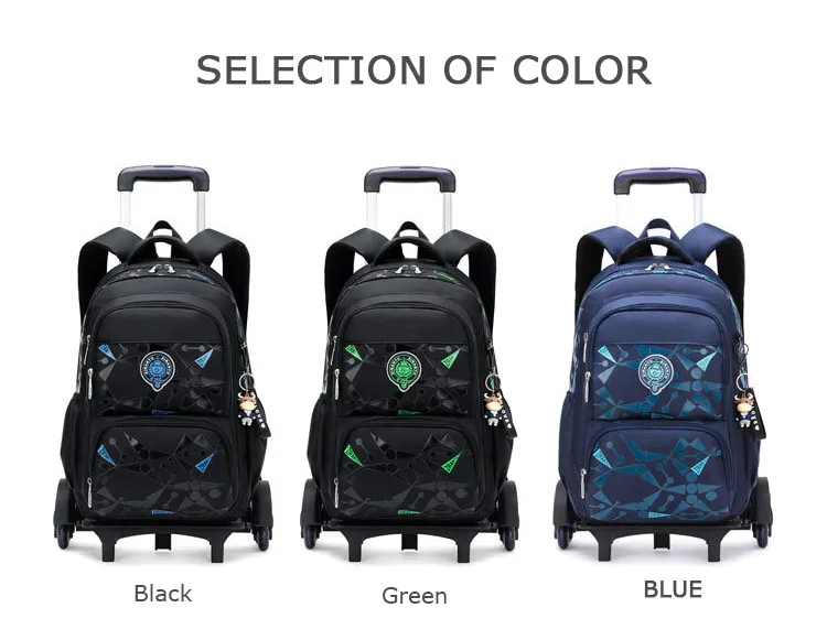 High-capacity on 2/6 Wheels Waterproof Luggage Rolling Bag Student Shoulder Backpack Detachable Children Rolling School Bags