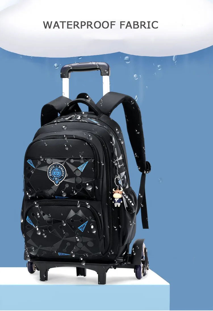 High-capacity on 2/6 Wheels Waterproof Luggage Rolling Bag Student Shoulder Backpack Detachable Children Rolling School Bags