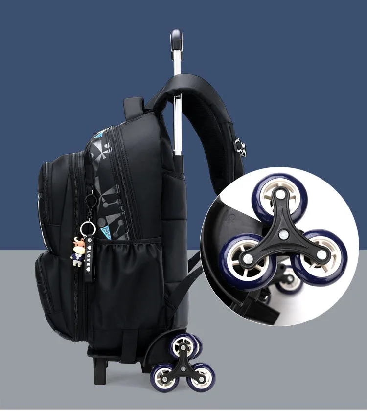 High-capacity on 2/6 Wheels Waterproof Luggage Rolling Bag Student Shoulder Backpack Detachable Children Rolling School Bags