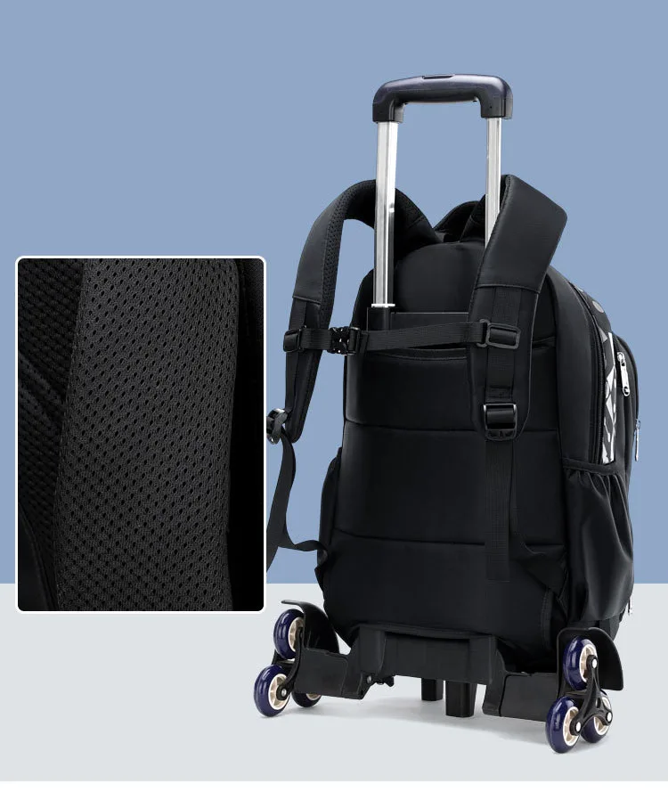 High-capacity on 2/6 Wheels Waterproof Luggage Rolling Bag Student Shoulder Backpack Detachable Children Rolling School Bags