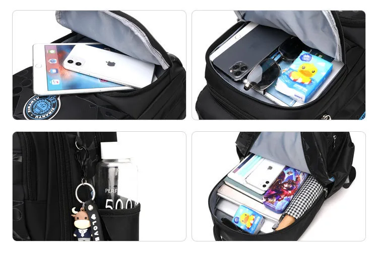 High-capacity on 2/6 Wheels Waterproof Luggage Rolling Bag Student Shoulder Backpack Detachable Children Rolling School Bags