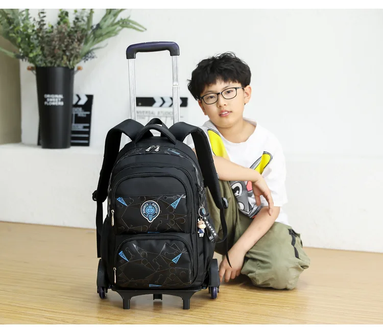 High-capacity on 2/6 Wheels Waterproof Luggage Rolling Bag Student Shoulder Backpack Detachable Children Rolling School Bags