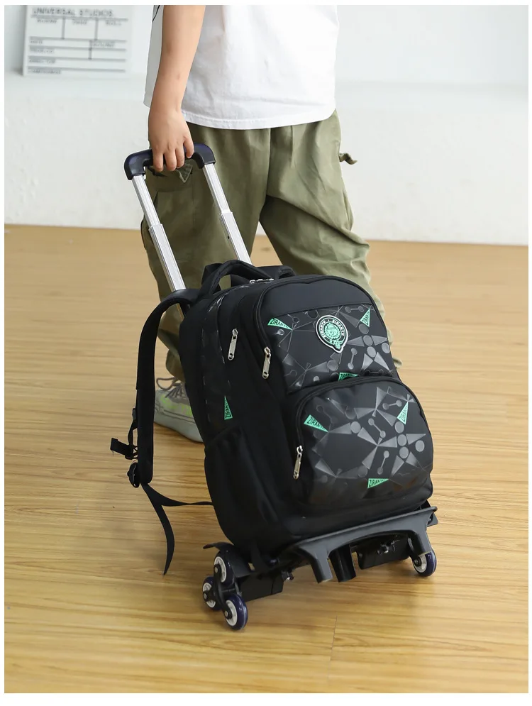 High-capacity on 2/6 Wheels Waterproof Luggage Rolling Bag Student Shoulder Backpack Detachable Children Rolling School Bags