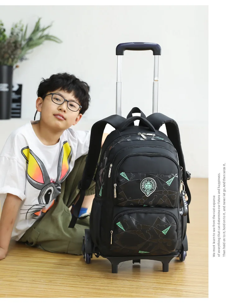 High-capacity on 2/6 Wheels Waterproof Luggage Rolling Bag Student Shoulder Backpack Detachable Children Rolling School Bags