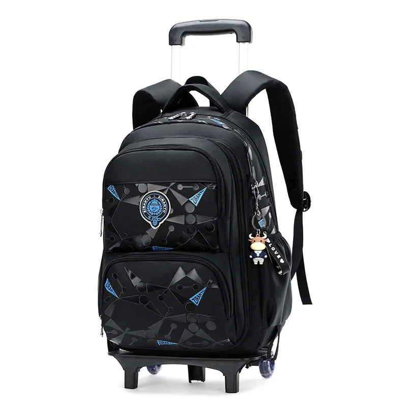 High-capacity on 2/6 Wheels Waterproof Luggage Rolling Bag Student Shoulder Backpack Detachable Children Rolling School Bags