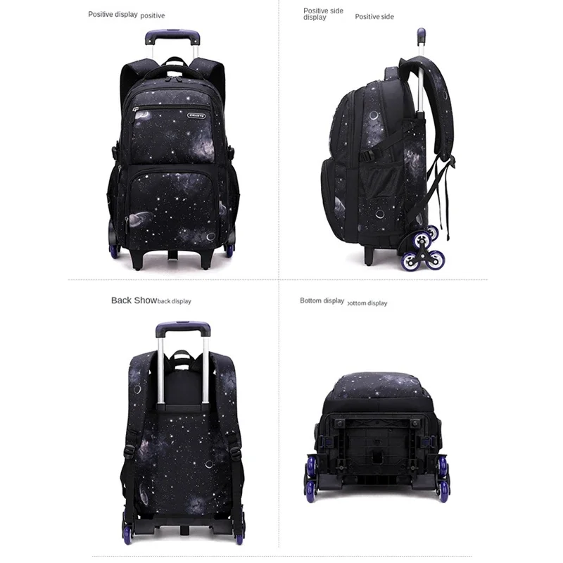 School Bag Kids Rolling Backpack for Boy Wheeled Backpack School Bag With Wheels Trolley Bookbag Carry on Luggage with Lunch Bag