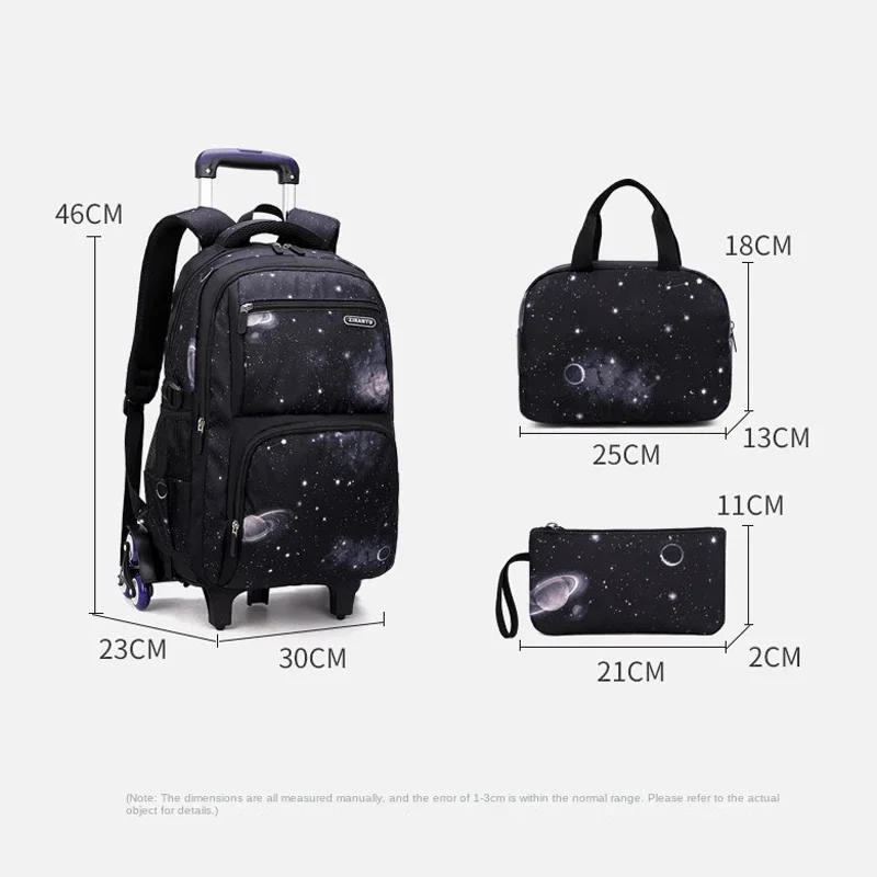 School Bag Kids Rolling Backpack for Boy Wheeled Backpack School Bag With Wheels Trolley Bookbag Carry on Luggage with Lunch Bag