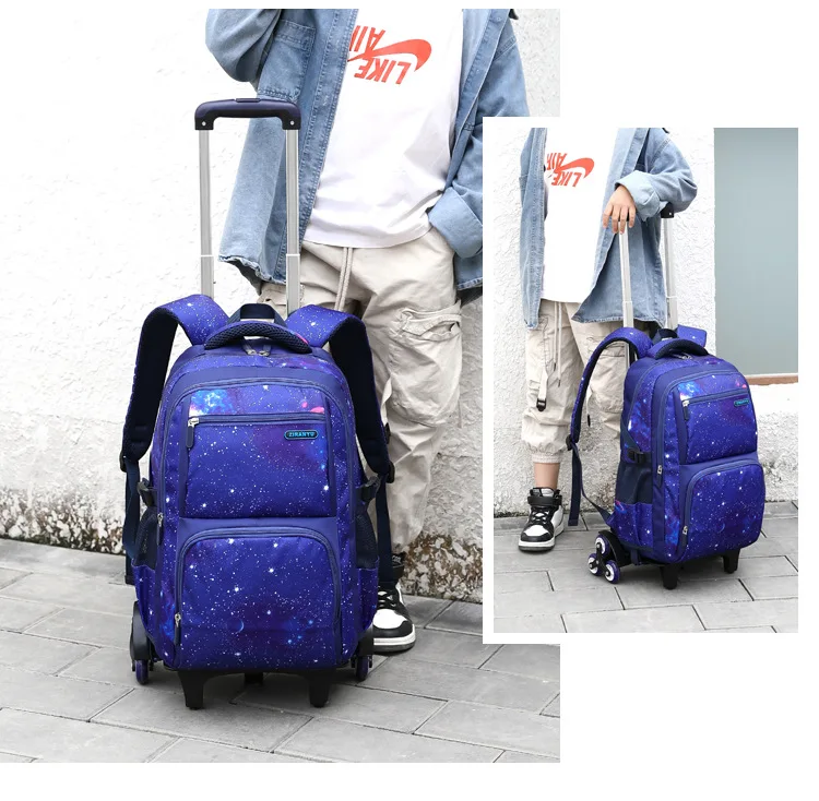 School Bag Kids Rolling Backpack for Boy Wheeled Backpack School Bag With Wheels Trolley Bookbag Carry on Luggage with Lunch Bag