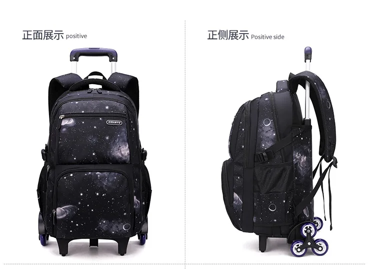 School Bag Kids Rolling Backpack for Boy Wheeled Backpack School Bag With Wheels Trolley Bookbag Carry on Luggage with Lunch Bag