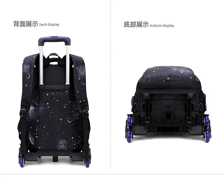 School Bag Kids Rolling Backpack for Boy Wheeled Backpack School Bag With Wheels Trolley Bookbag Carry on Luggage with Lunch Bag